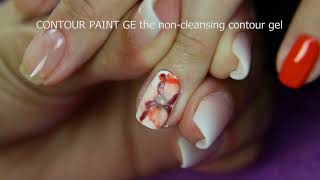 Classic red gellac manicure with beautiful flower design step by step 